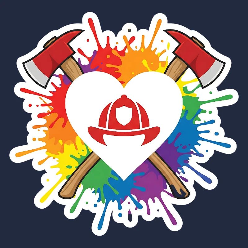 Feuerwehr Herz Regenbogen Pride Liebe Axt
