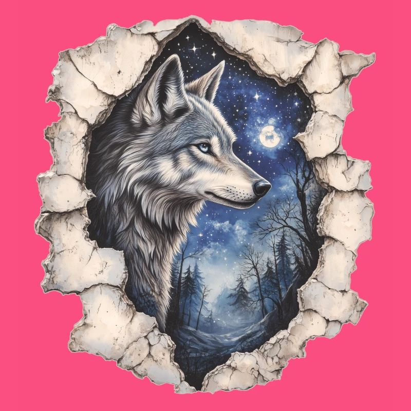Wolf mit Sternenhimmel