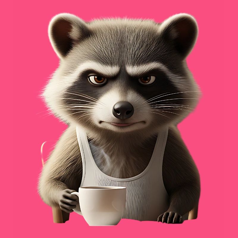 Grumpy Waschbär mit Kaffee – Morgenmuffel Design