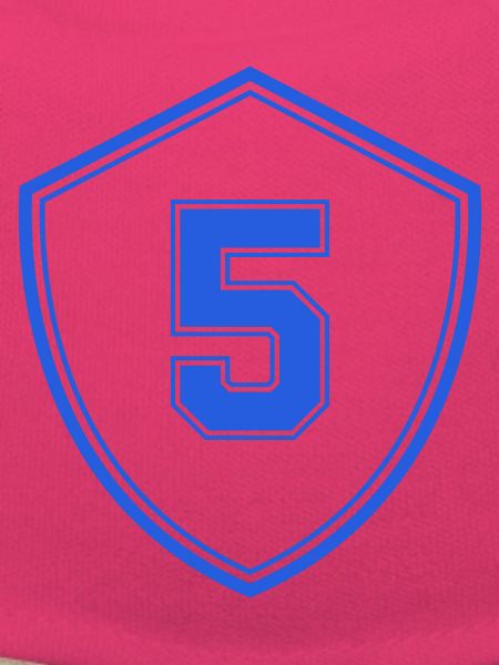 Blauer Schild mit Zahl Fünf