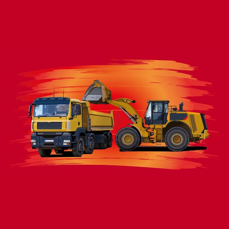 Laster und Bagger auf rot