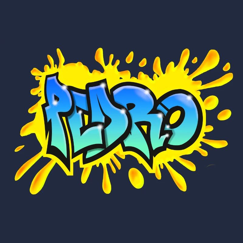 PEDRO Graffiti splash jaune prenom imprimable