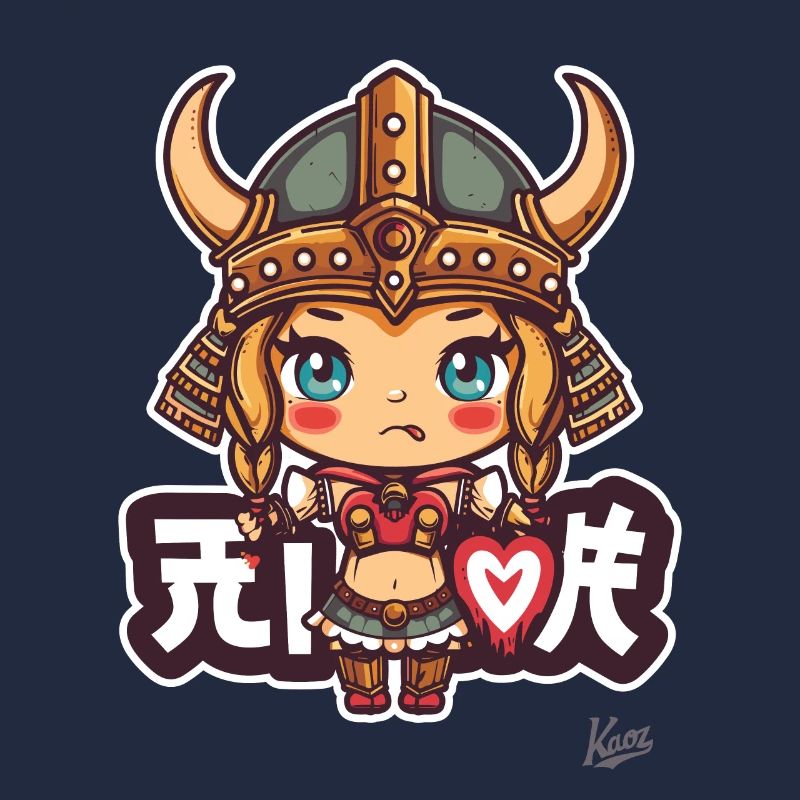 süßes chibi Barbaren Wikinger Mädchen
