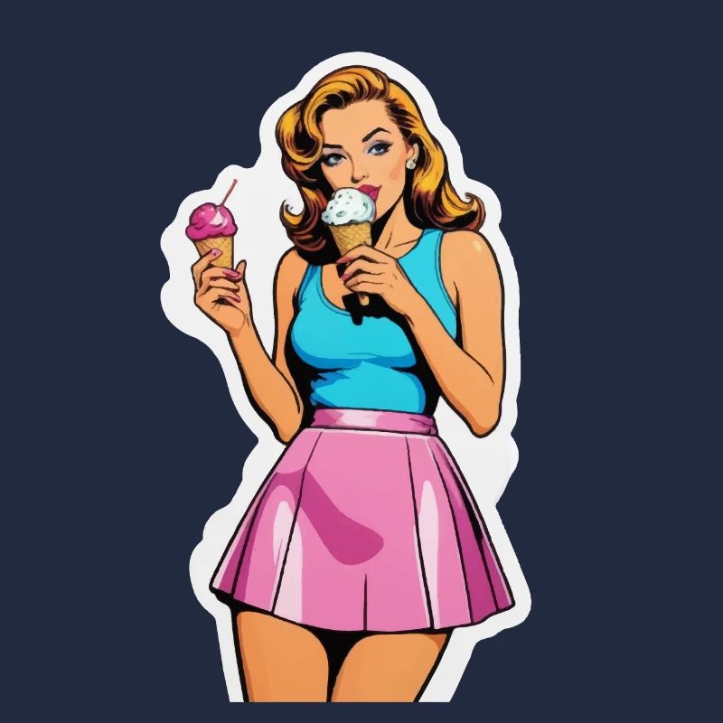 Retro Mädchen Eis essen