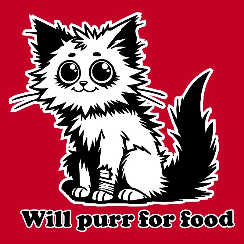 Chat sans abri - Will ronronnera pour la conception de nourriture