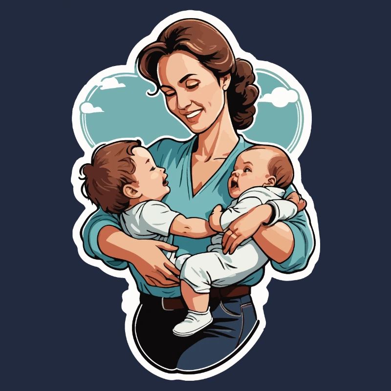 Liebevolle Mutter mit Zwillingsbabys