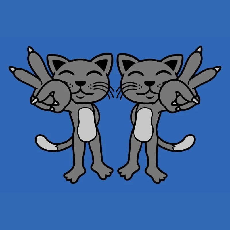 2 Katzen Peace Zeichen