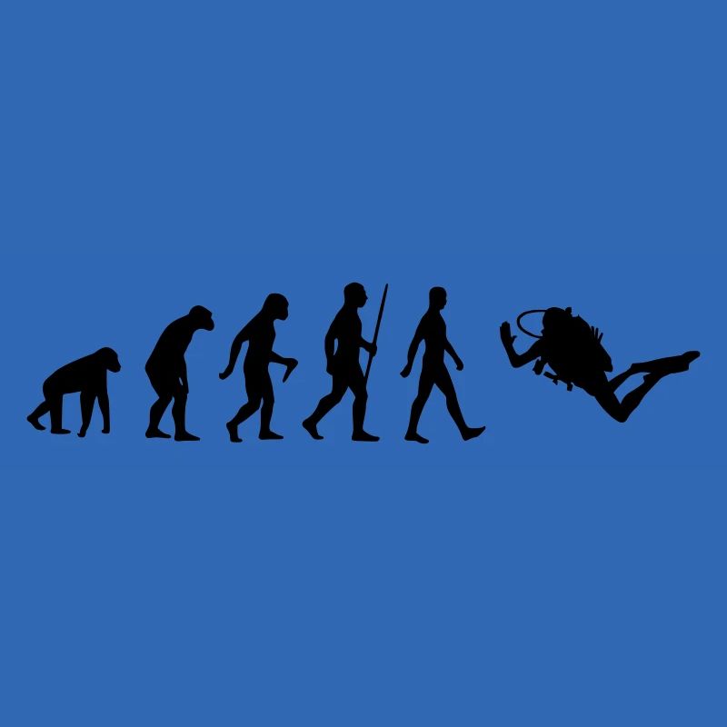 Evolution human monkey diver diving scuba diving