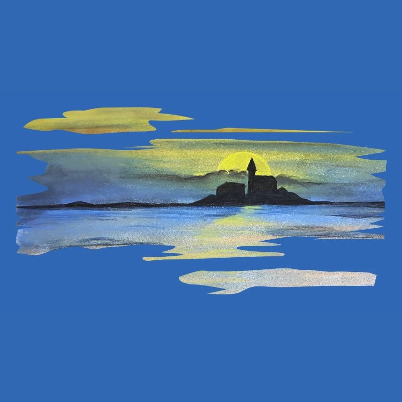 Castle, sunset, gift idea, pastel