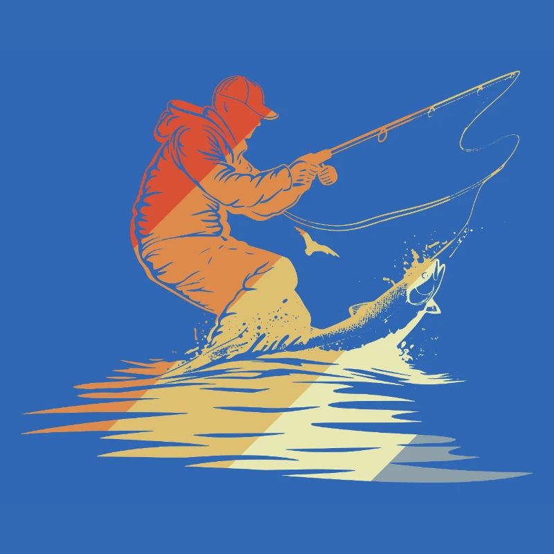 Pêche Graphique Style Rétro