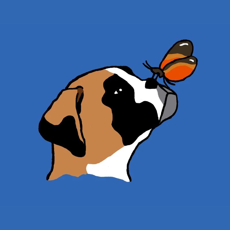 Boxer with butterfly