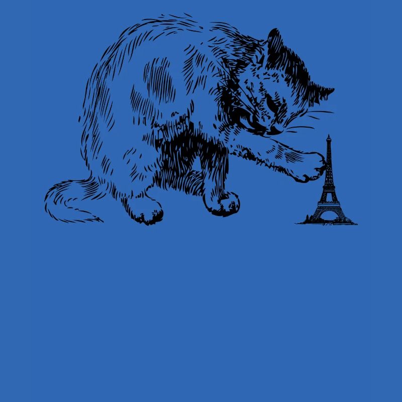 Un chat géant joue avec la tour Eiffel