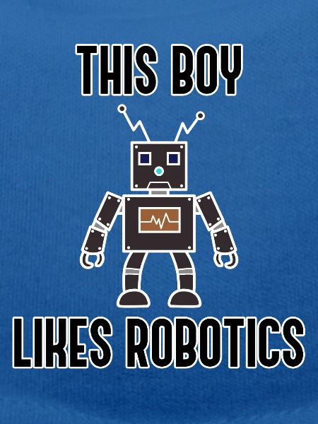 Junge mag Roboter Ironische Robotertechnik