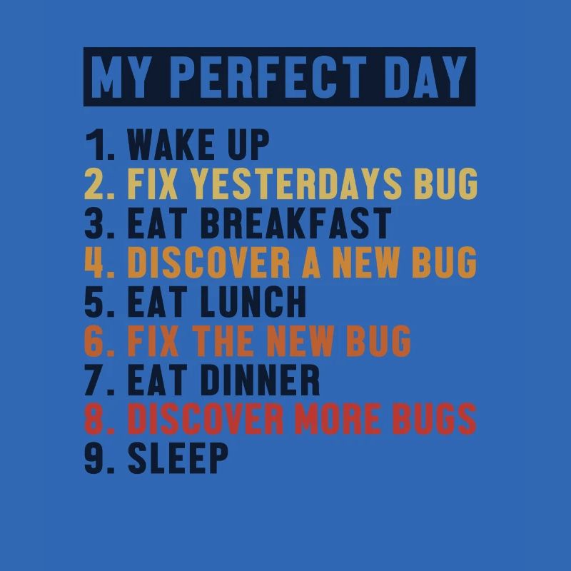 Fix Bugs Perfect Day Developer Coder Programmierer