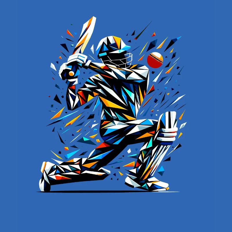 Polygone Art Cricketer batteur Cricket Bowler