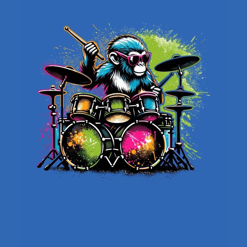 Monkey Playing Drums Drum Drummer Drumming