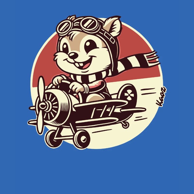 Lustiger Eichhörnchen Pilot im Propeller-Flugzeug