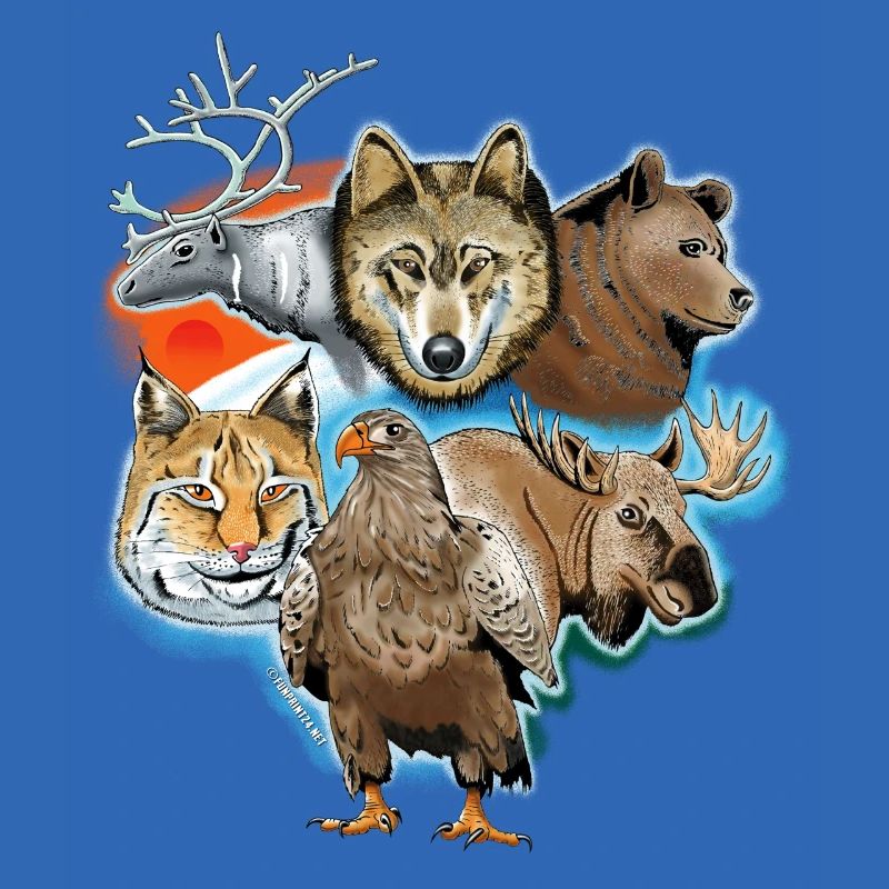 Wolf, Rentier, Bär, Luchs, Adler, Hirsch Textilien
