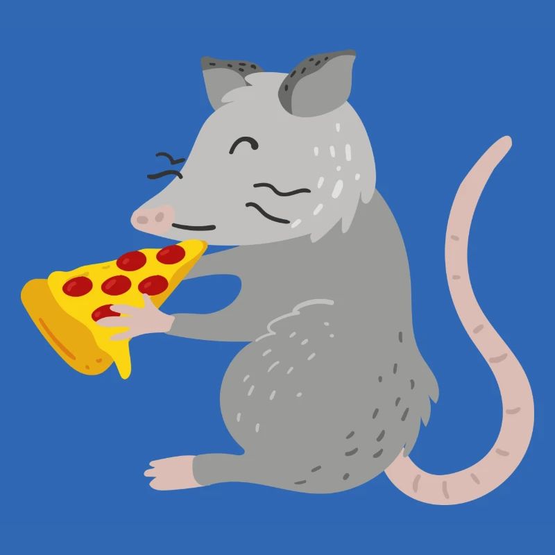 Opossum mangeant de la pizza, restauration rapide,