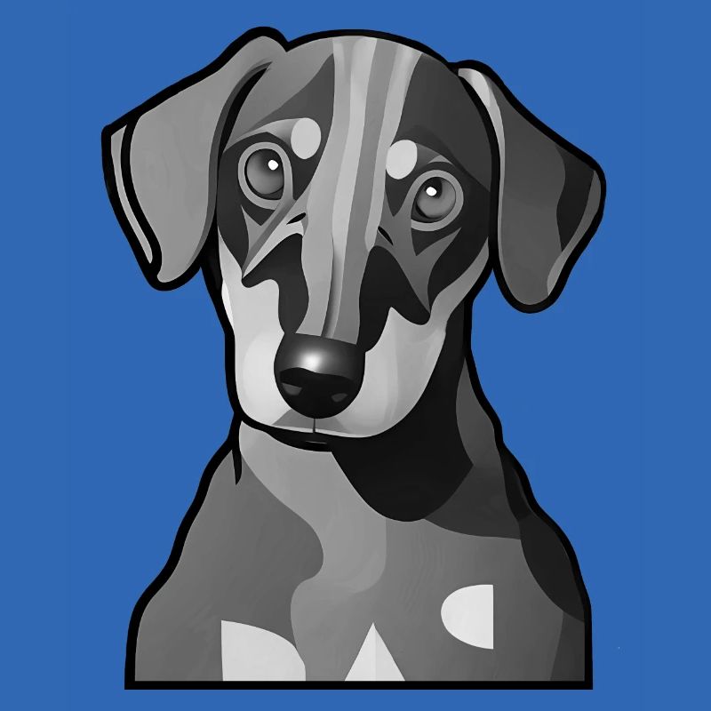 Motif graphique de teckel en niveaux de gris
