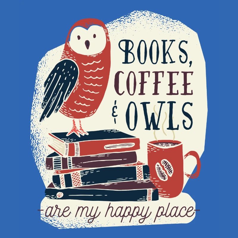 Die buch eule mit Kaffee