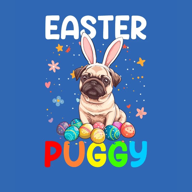 Pug easter eggs Hunting easter day
