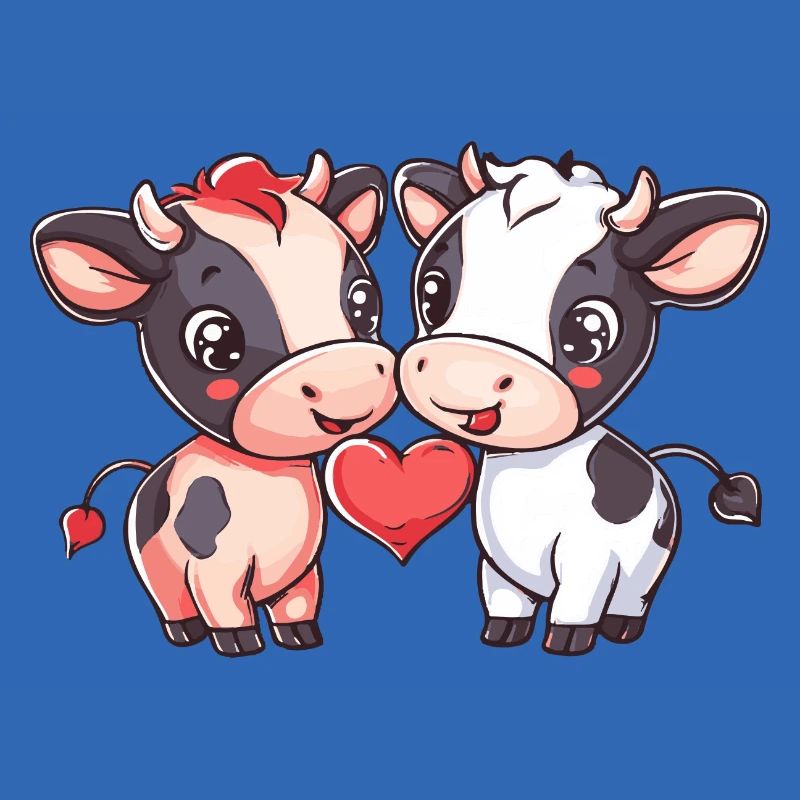 Kuh Comic Paar Liebe