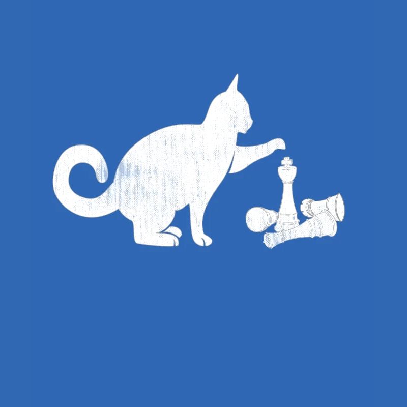Chat d'échecs joue avec des pièces d'échecs