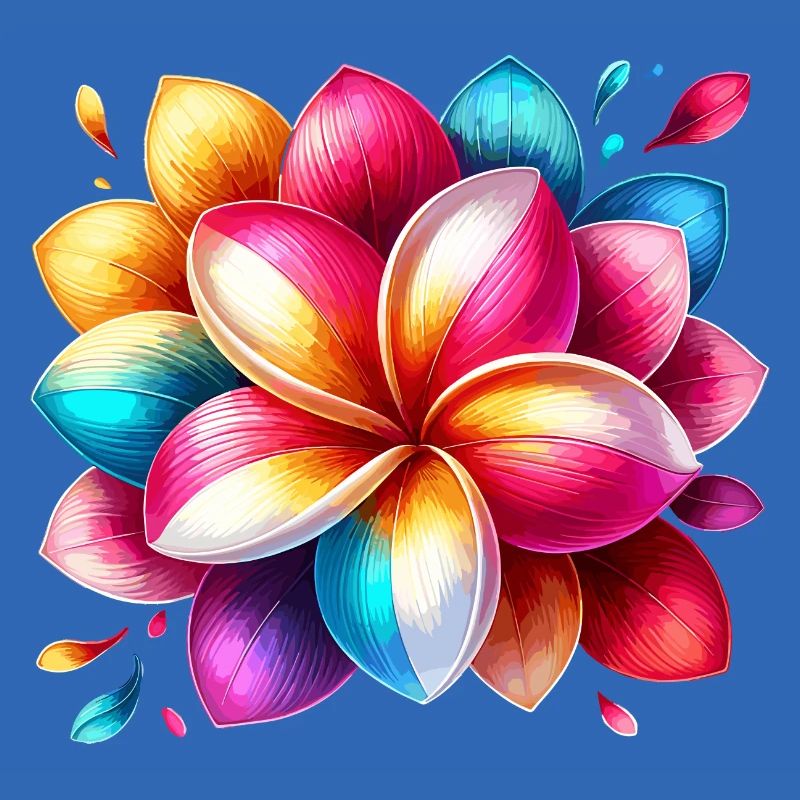 Fleur colorée avec effet arc-en-ciel
