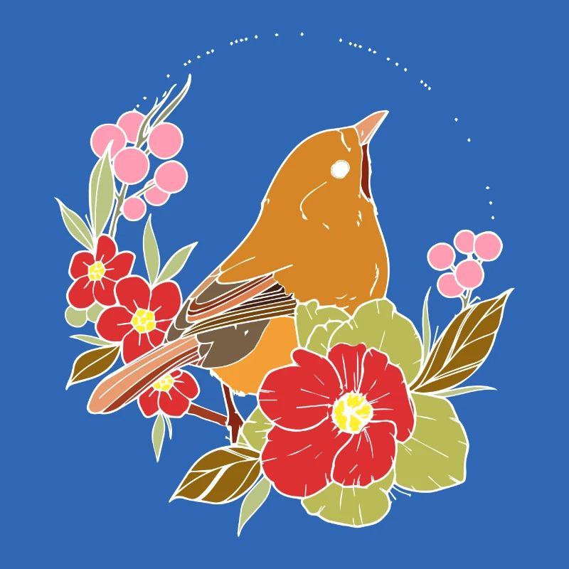 Oiseau de printemps dans les fleurs