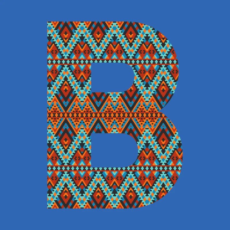 Buchstabe B- Boho-Design, buntes Monogramm
