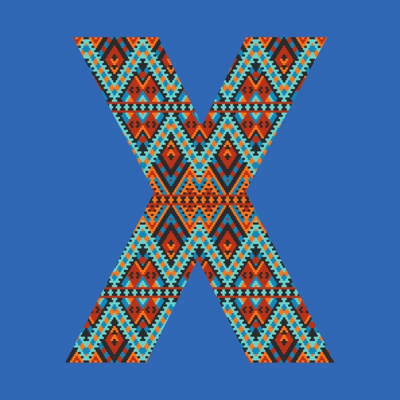 Buchstabe X- Boho-Design, buntes Monogramm