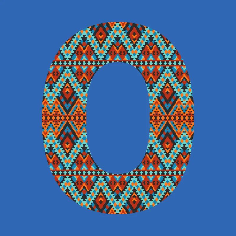 Buchstabe O- Boho-Design, buntes Monogramm
