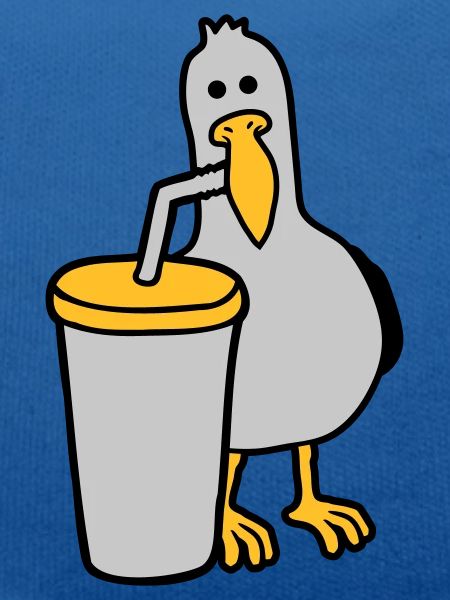Seagull drinks cola drink