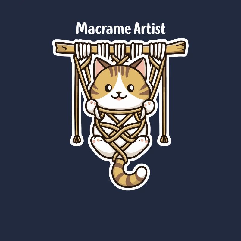 Drôle de macramé chat artiste macramé