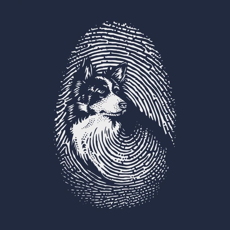Border Collie empreinte digitale design bordure créative