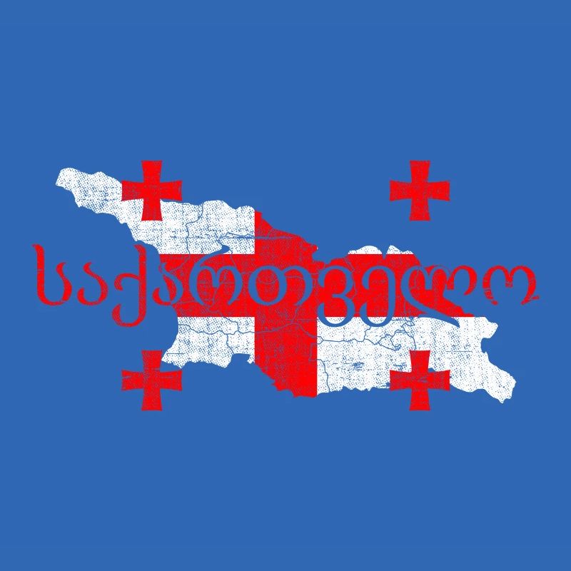 Forme et drapeau de la carte de géorgie