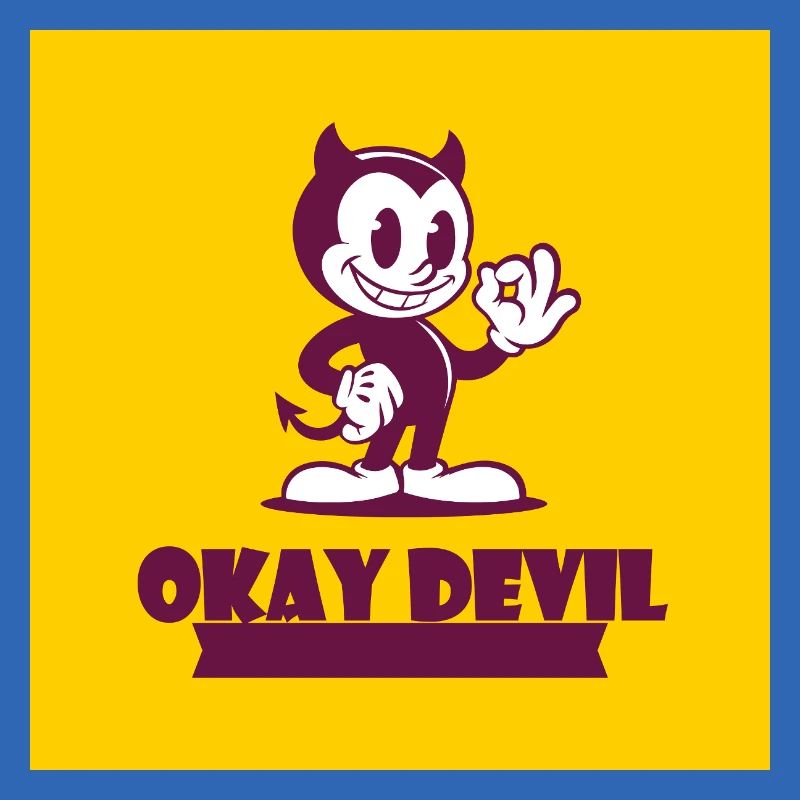 Okay Devil-Maskottchen auf Gelb