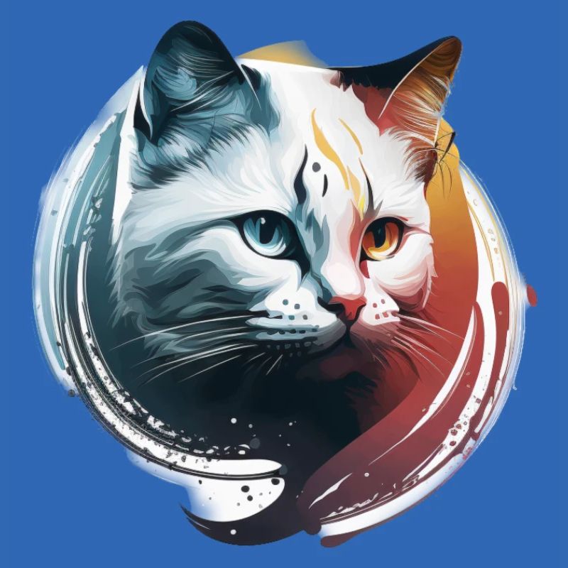 Chat blanc contraste chaleur froide