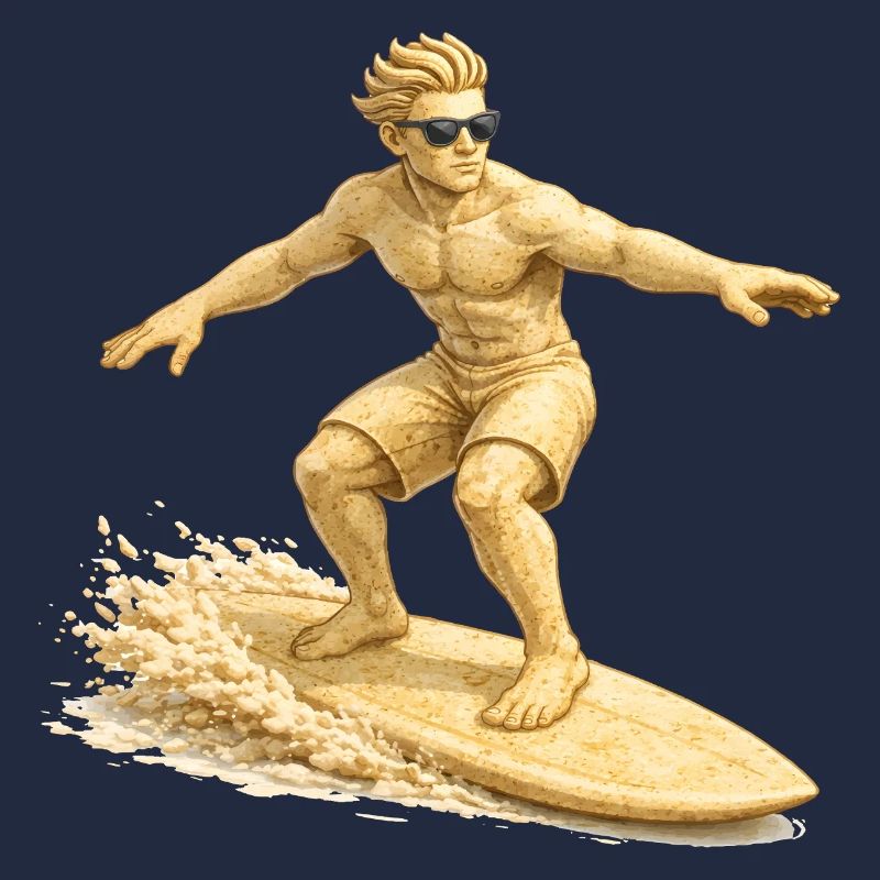Surfeur de sable sur la planche de surf