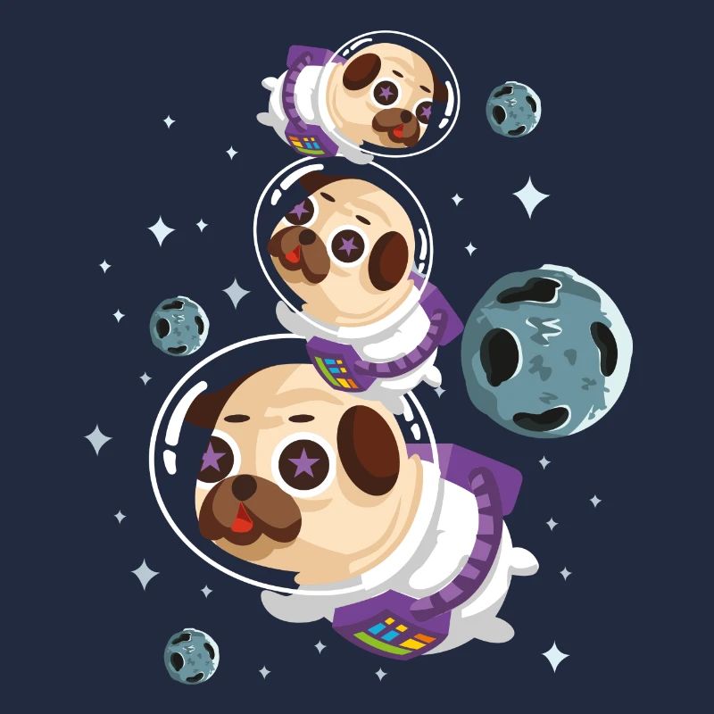mops hund pug astronaut space