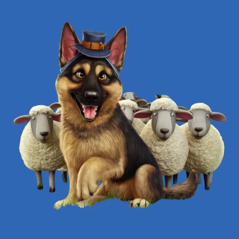 Deutscher Schäferhund mit kleinen Schäfchen