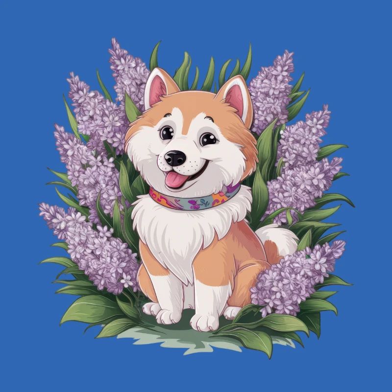 Sweet Samoyed Spitz with beautiful lilac