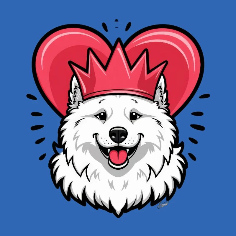 Cool Samoyède Chien avec Couronne