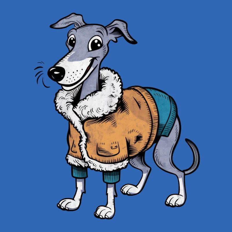 Lévrier drôle dans la conception de dessin animé