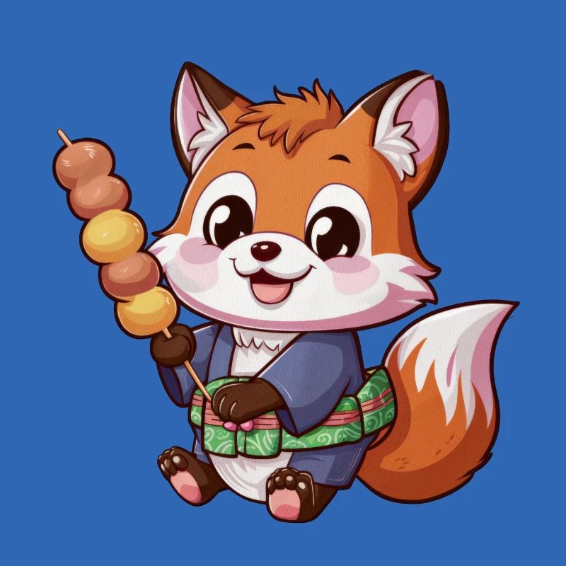Kawaii Fox with Hanami Dango