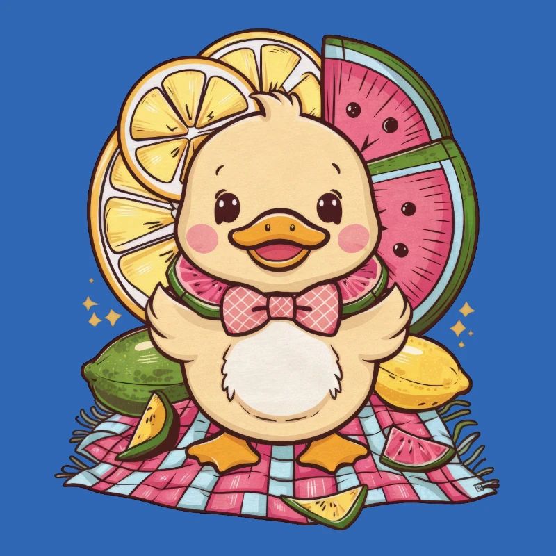 Caneton kawaii au citron et pastèque