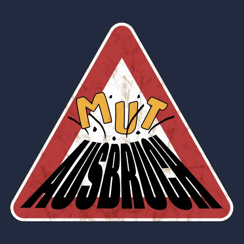 Caution rusty shield courage erupting volcano