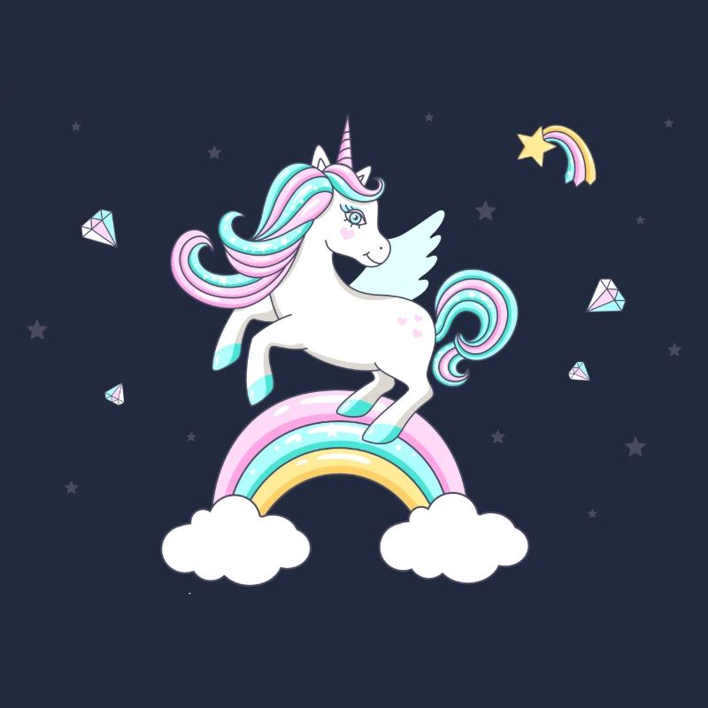 Einhorn mit Diamanten, Sternen & Regenbogen