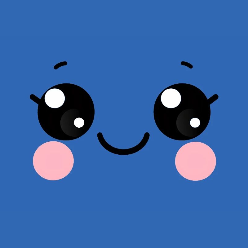 Yeux kawaii, visage content, expression visage